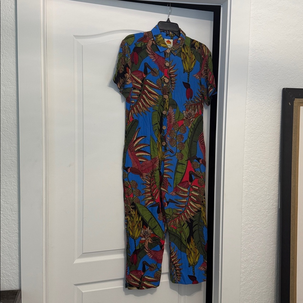 FARM Rio Blue and Green and blue Tropical Jumpsuit